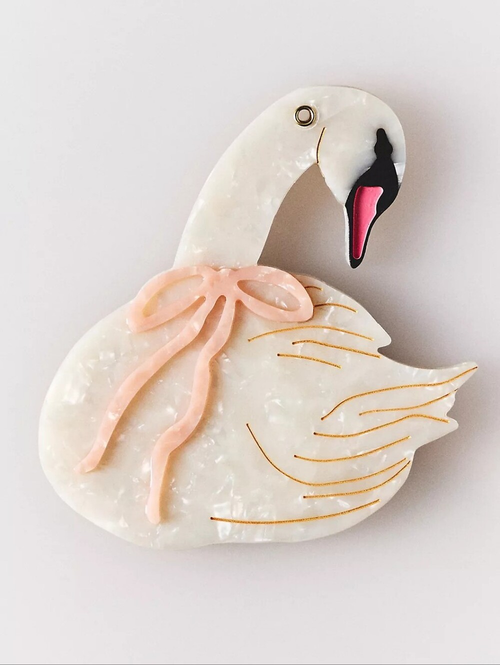 🪷NWT Anthropologie x Solar Eclipse Handpainted Compact Mirror, Swan 🌙